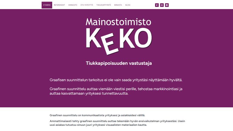 Optimization project for Mainostoimisto Keko.